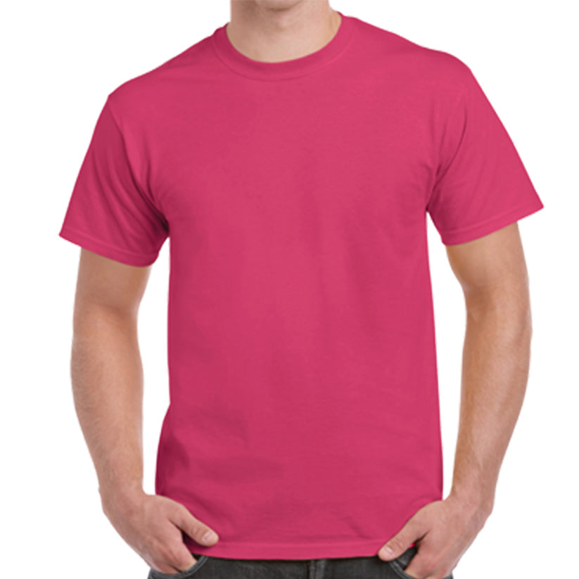 Safety Pink blank T‑shirt fabric swatch — bright tone for promo tees