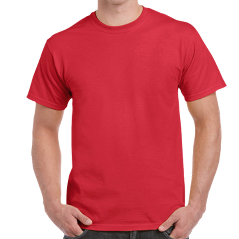 Red blank T‑shirt fabric swatch — bulk tee material for printing