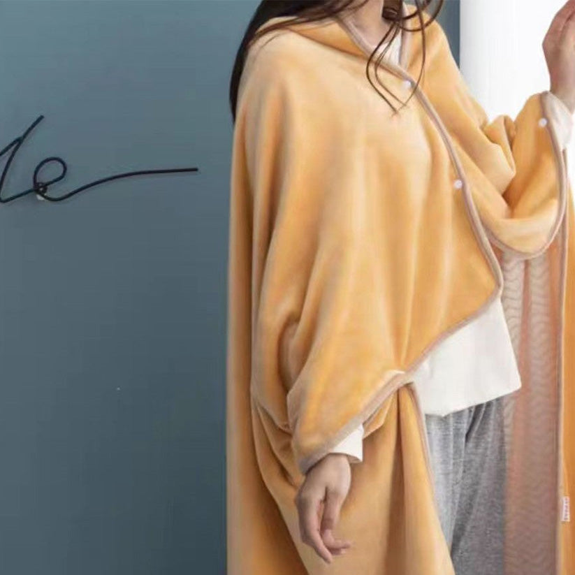 Shawl Blanket with Buttons (60"×40") – Silk‑Touch Double‑Face Fleece | YUGOLD